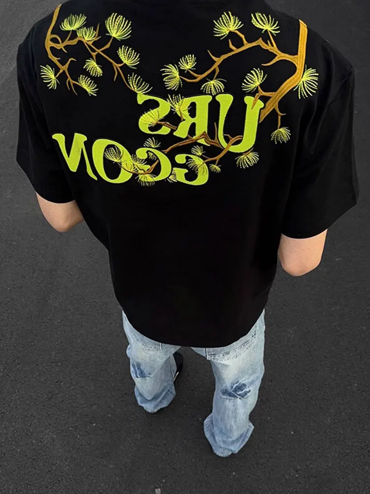 

Мужская футболка из чистого хлопка с двойной вышивкой Tead ort Sve, летняя американская модная брендовая маленькая дизайнерская футболка Sense f Sve