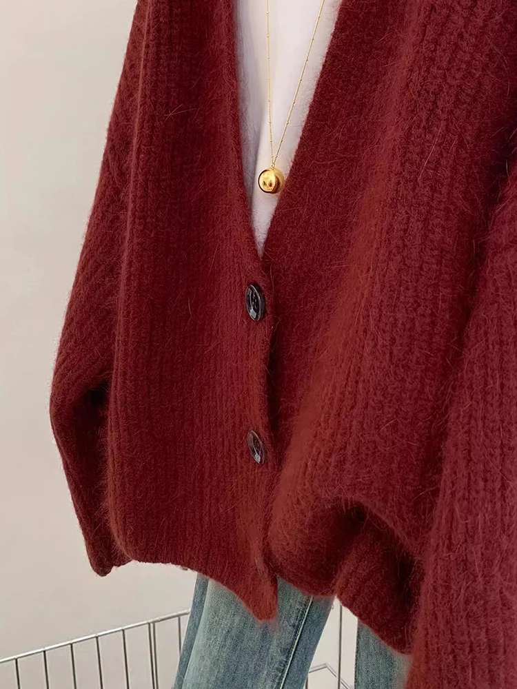 Cardigan casual stile pigro Harajuku maglioni monopetto con scollo a V autunno inverno top larghi a maniche lunghe cappotto lavorato a maglia da donna