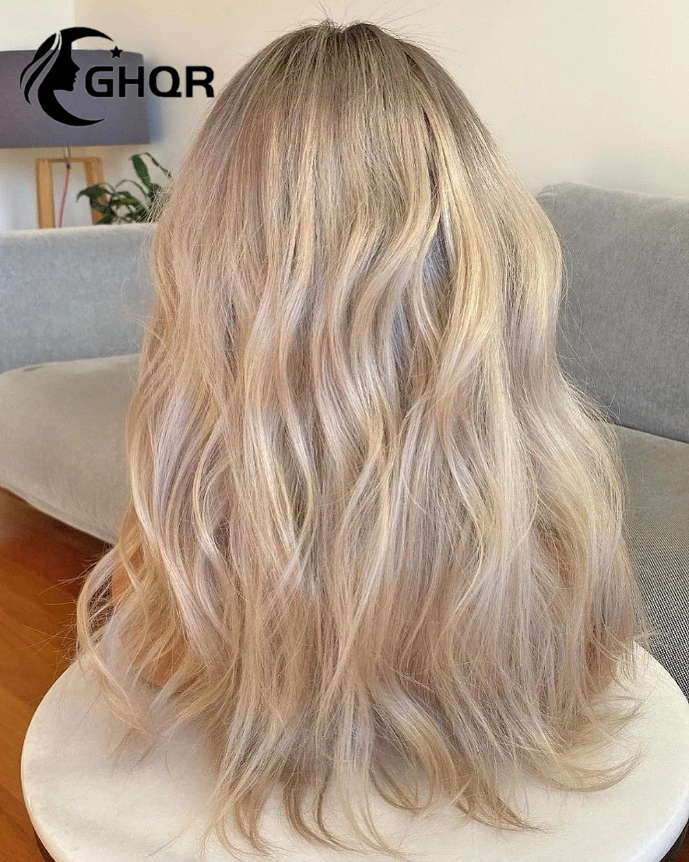 Ash Blonde Human Hair Wigs natural wave Hd Transparent Lace Brown Roots Ombre Pre Plucked Blonde 360 Lace Frontal Wig Human Hair