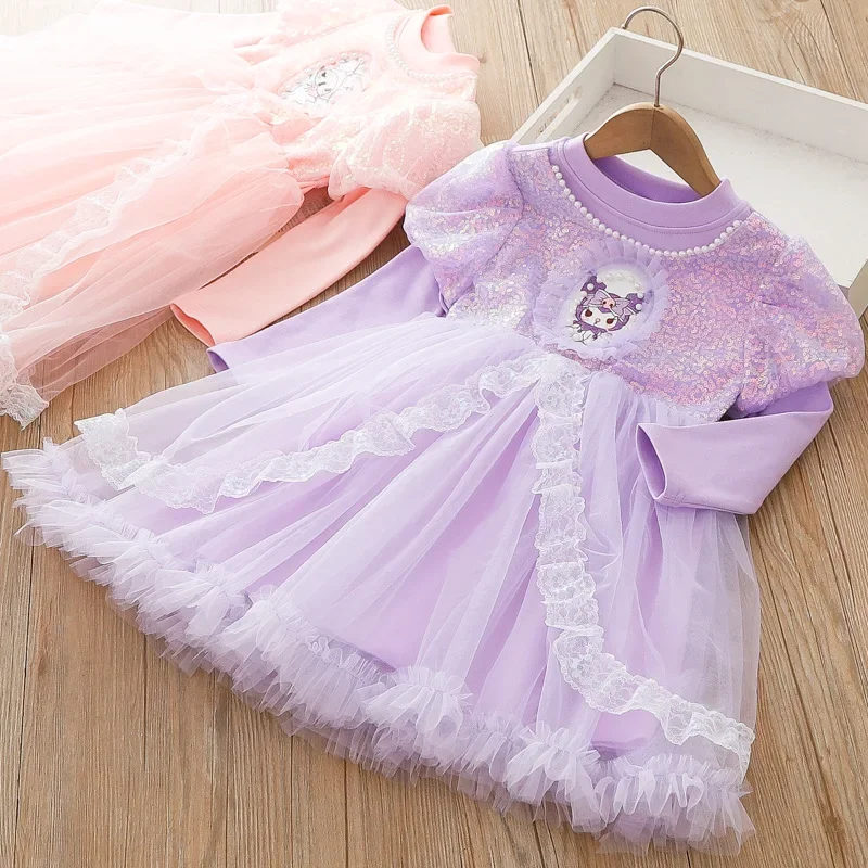 Miniso New 2024 Sanrio Children's Dresses My Melody Accessories Cute Beauty Cartoon Anime Princess Dress Gowns Toys Girls Gift