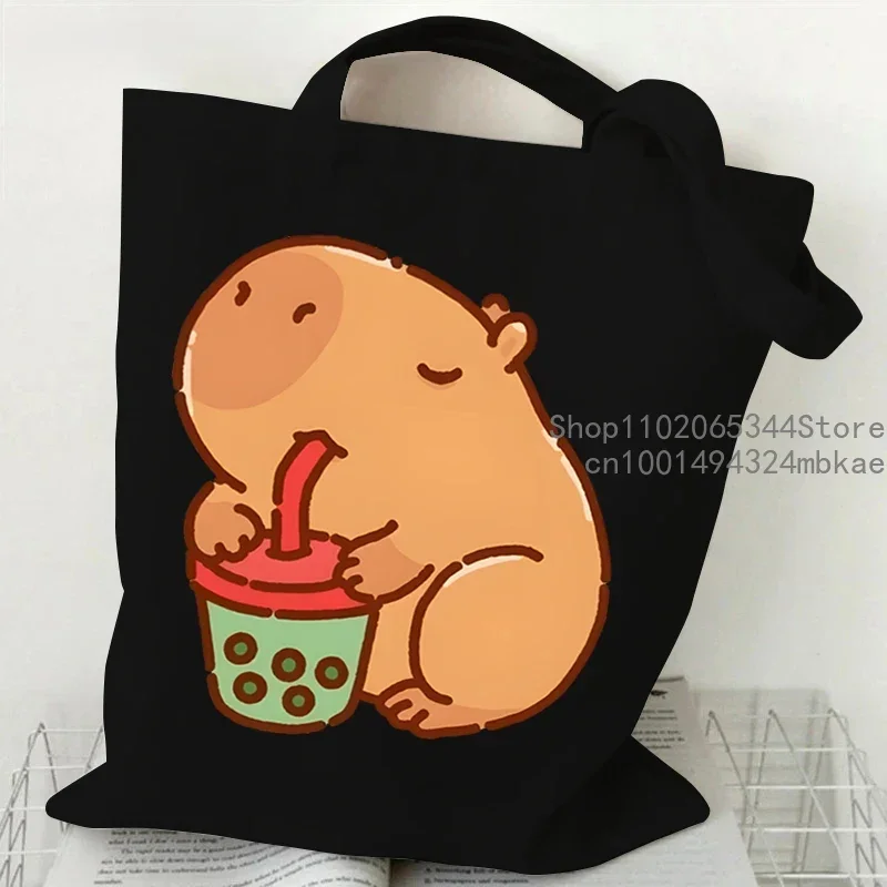 Cute Cartoon Capybara Print Canvas Bag Women\'s Shoulder Bag Kawaii Capybara Shopping Shopper Ladies Hand Bags Capybaras Tote Bag