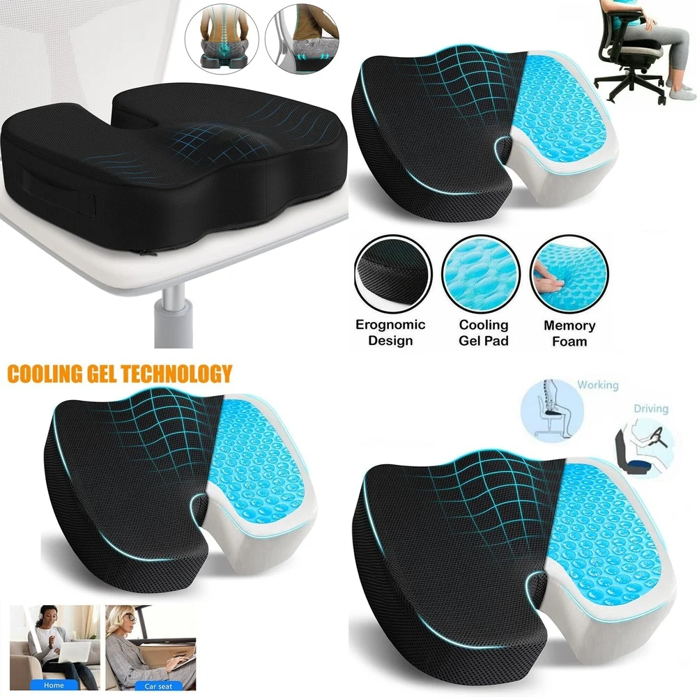 

Orthopedic Memory Foam Seat Cushion for Office Chair Coccyx Pain Relief Comfort Supportive Ergonomic Design Long Sitting Relief