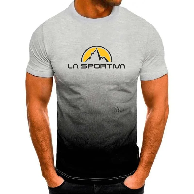 La Sportiva Letter Print Summer Men\'s Breathable and Comfortable O-Neck T-Shirt Men Casual Sports Running Short Sleeve T-Shirts