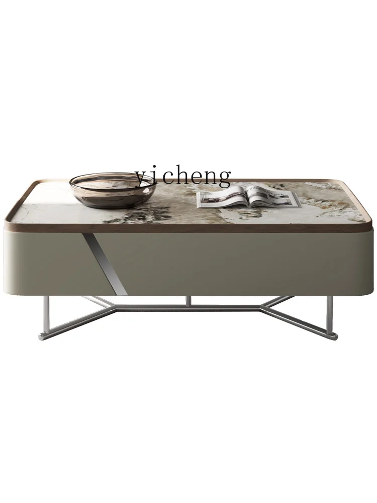 

creative coffee table light luxury modern new pearl rock slab coffee table small apartment movable living room