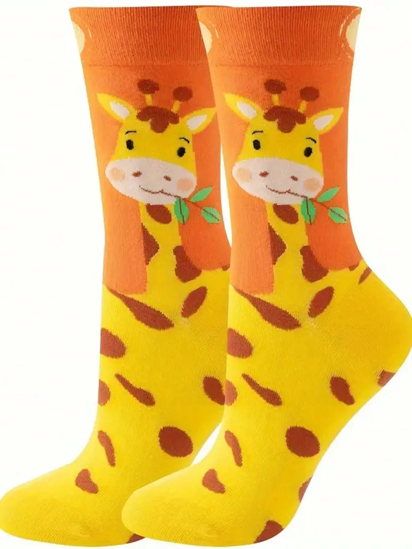 Cartoon Giraffe Socks, Novelty & Cute Mid Tube Socks, Women\'sStockings & Hosiery