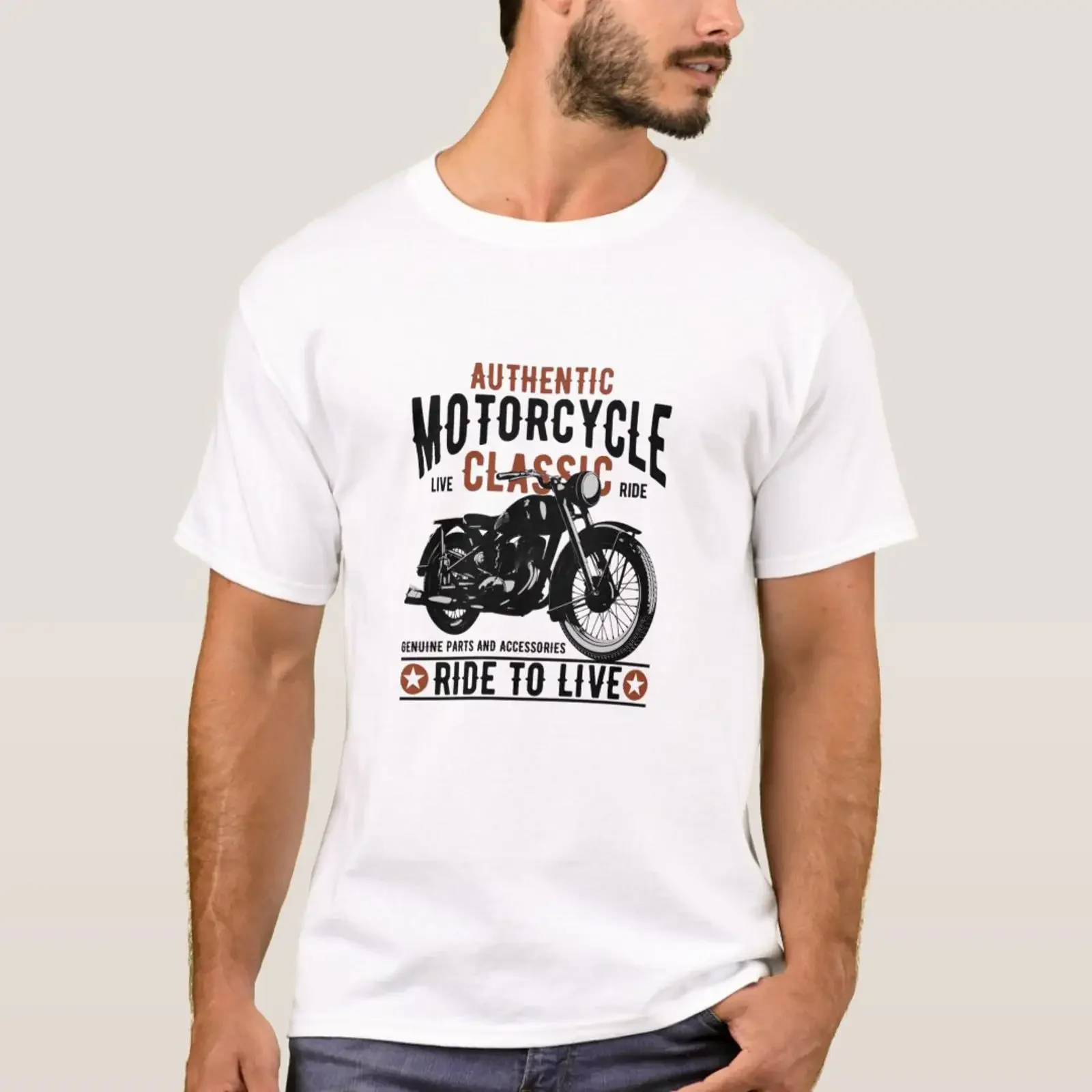Klassisches Motorrad-T-Shirt im Vintage-Stil, gewaschen, weich, leicht dehnbar, stilvoll, vielseitig, Designerkleidung für Herren, Unisex