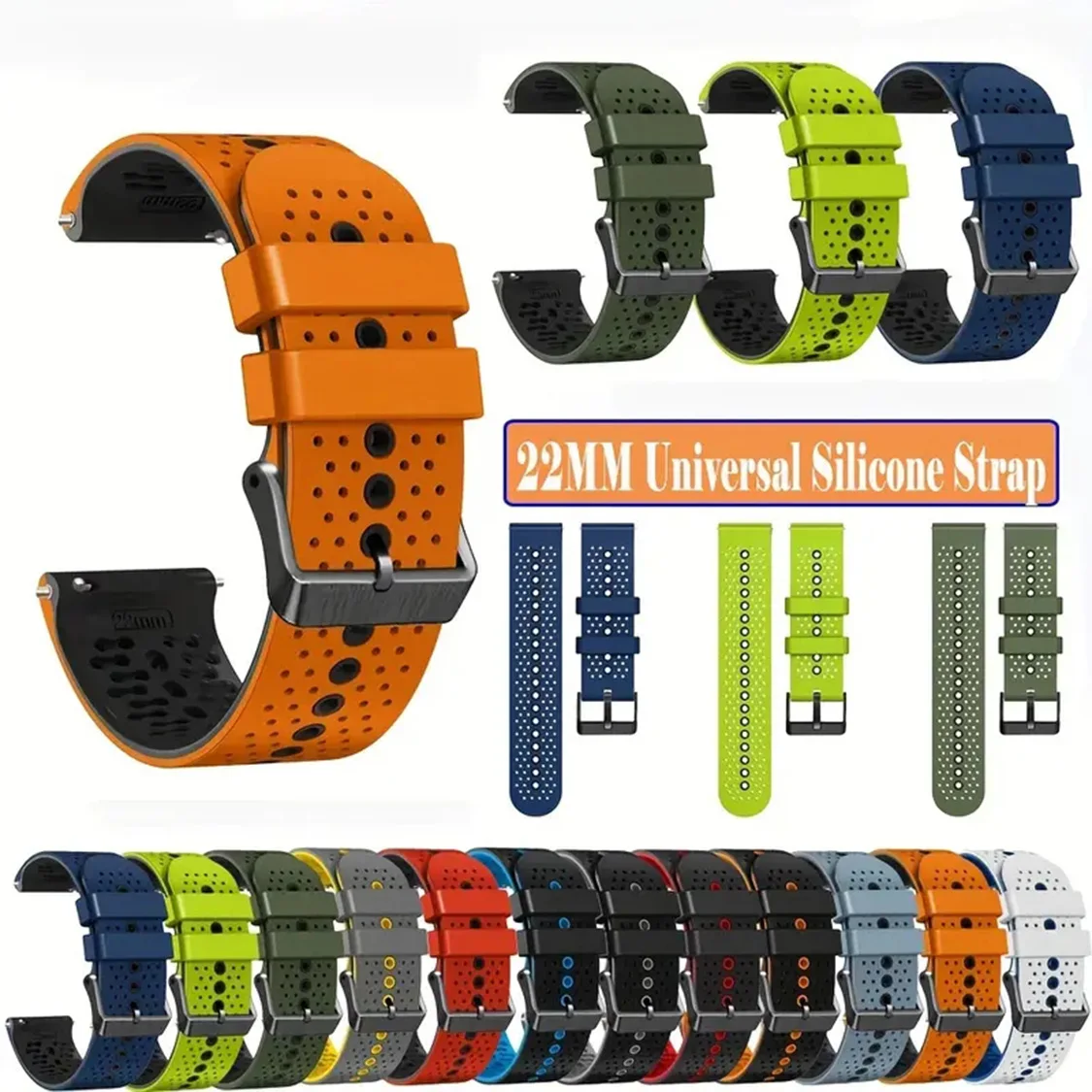 أحزمة ساعة قابلة للتنفس 22 ملم لساعة هواوي GT5 /4 Pro / Buds/ GT3 Pro 46 ملم/GT 5 4 3 2 46 ملم GT2 Pro SE 46 ملم سوار معصم من السيليكون