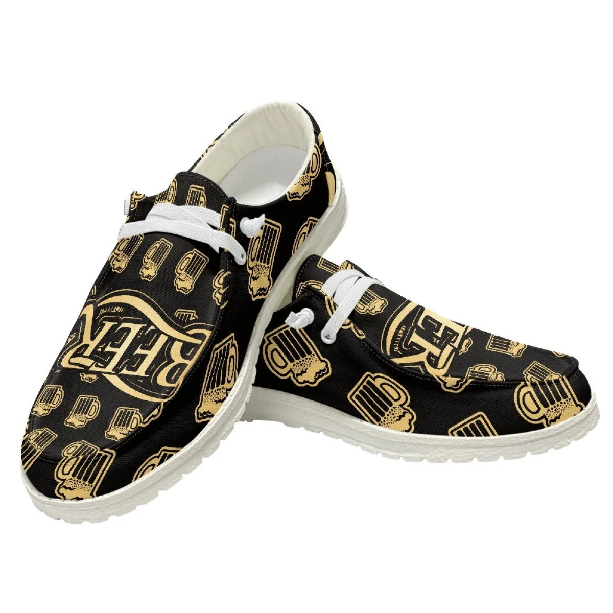 INSTANTARTS Beer Fashionable Print Flats Slip On Male Loafers For Male Spring and Summer Dress Wedding Footwear Lightweight Shoe