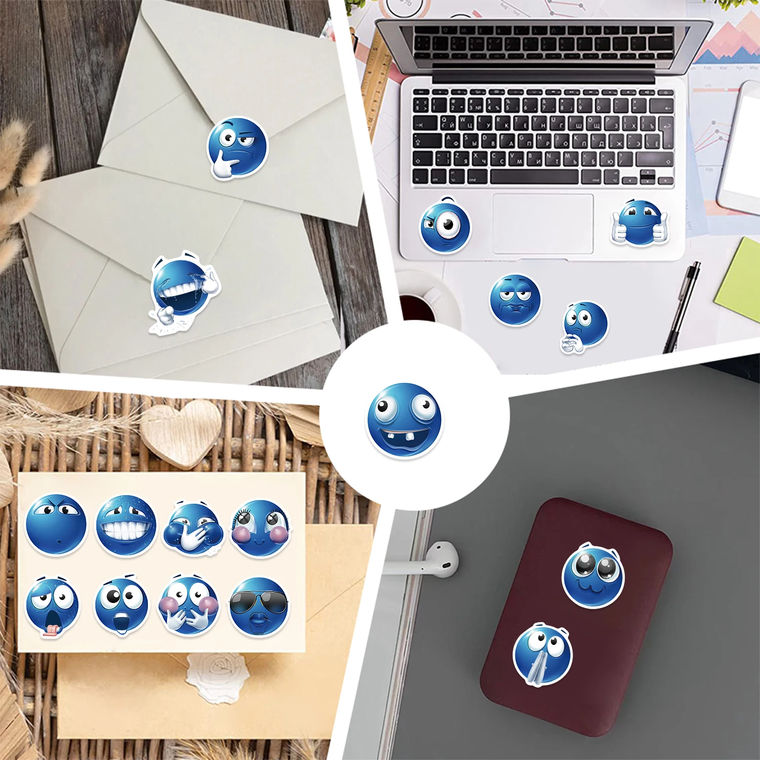 50/100 قطعة ملصقات تعبير الفاصوليا الزرقاء DIY بها بنفسك الأمتعة سكيت كوب ماء دراجة نارية دفتر لعبة ملصقات