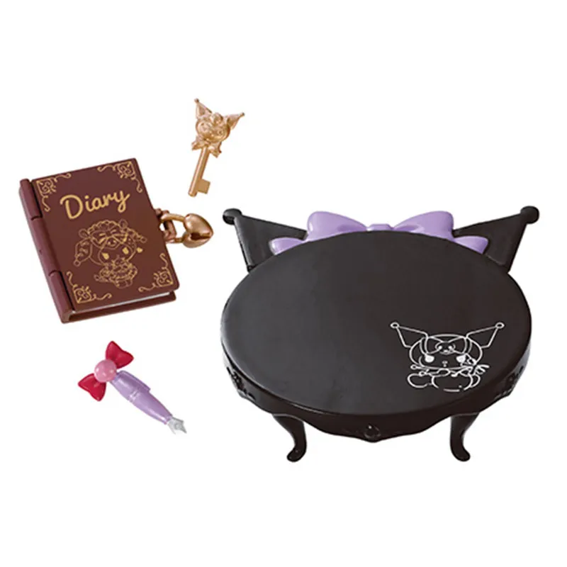Rement Original Sanrio Kuromi Miniatur-Raum-Setup Blind Box Kawaii Micro Puppenhaus Figuren Set Desktop-Dekor Geschenkkollektion