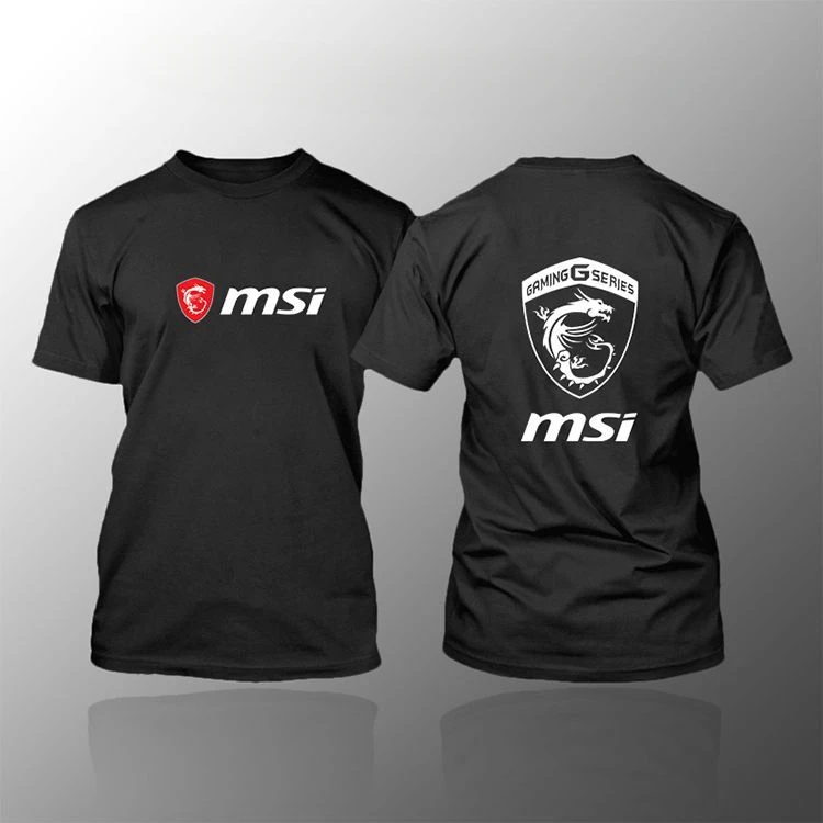 MSI Red Dragon Logo Round-neck Short-sleeved T-shirt Computer City Geek Workwear Faith Clothing Men's Casual Top