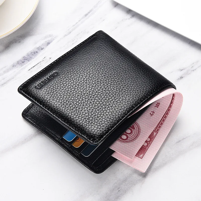 Men's Short Leather Wallet2024New Thin Change Wallet Card Holder Simple First Layer Cowhide Wallet