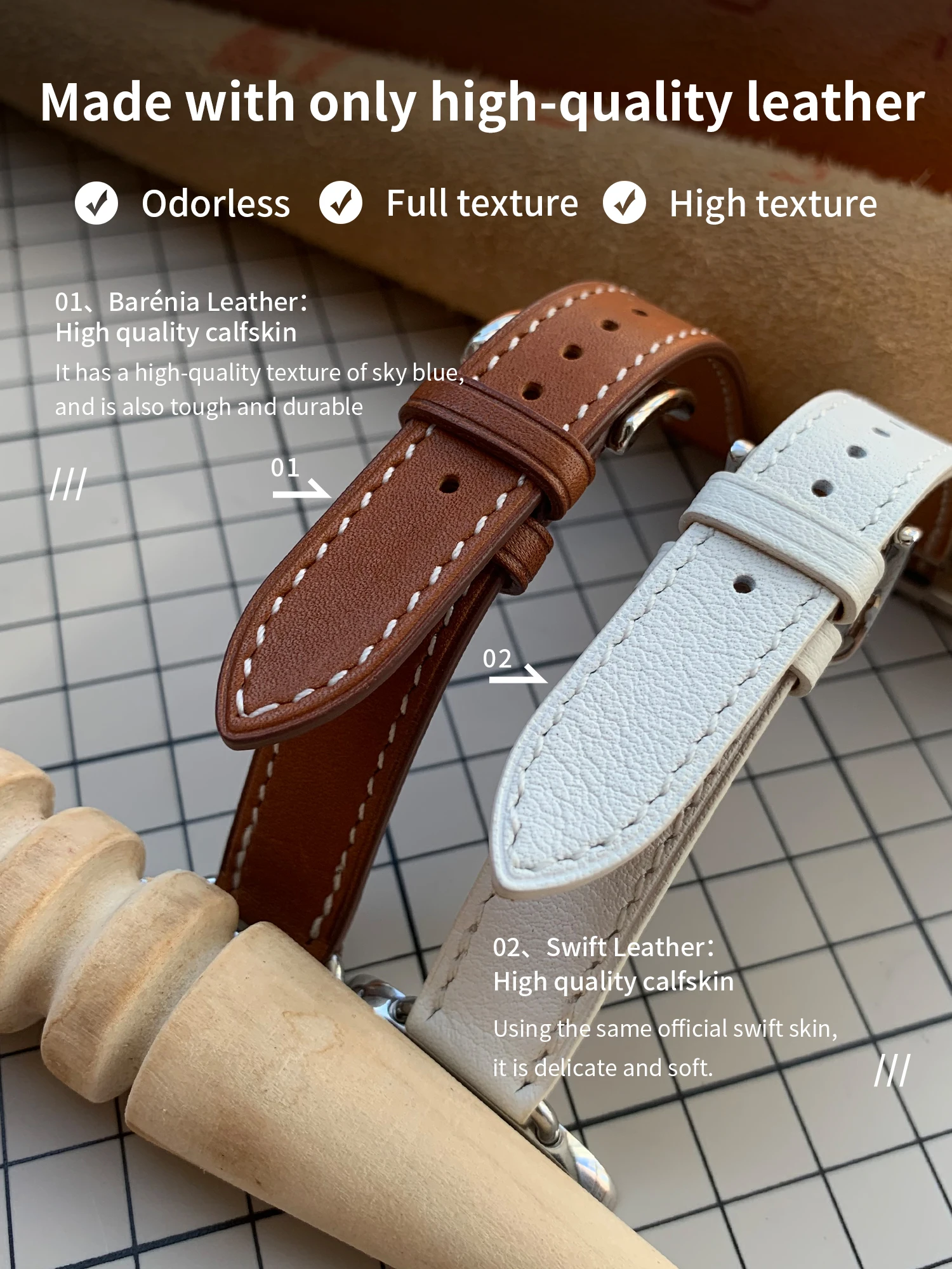 Kebitt Women High Quality Genuine Cow Leather Band For Apple Watch Ultra Series 10 9 8 7 6 Strap Iwatch Bracelet 41MM 42mm 46mm