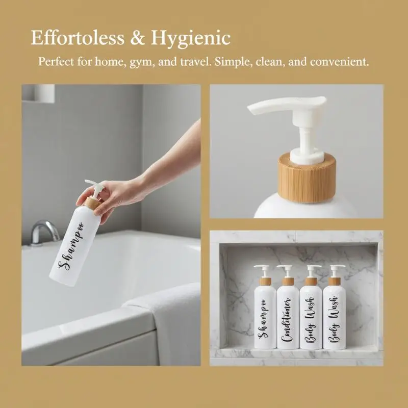 

3pcs Plastic Soap Dispenser Set Countertop Lotion Bottle Bathroom Refillable Empty Bottle For Shampoo Body Wash Hair Conditioner