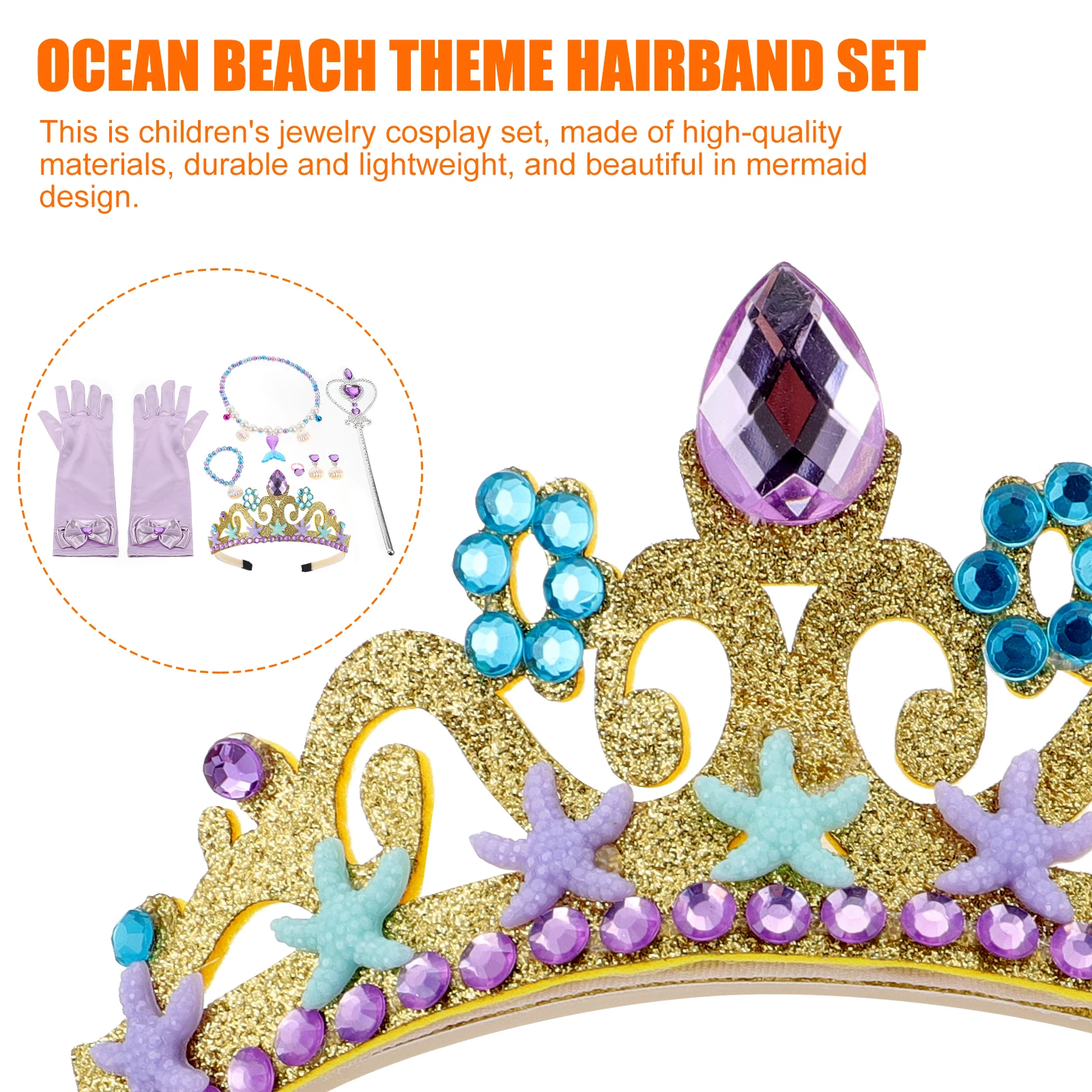 

1Set Mermaid Kids Jewelry Cosplay Set Comfortable Lightweight Necklace Bracelet Ring Earring Travel Party Mermaid Bracelet Ring