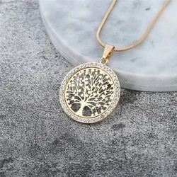 2023 Fashion Tree of Life Pendant Necklace for Women Simple Hollow Zircon Charm Clavicle Chain DIY New Jewelry Birthday Gift