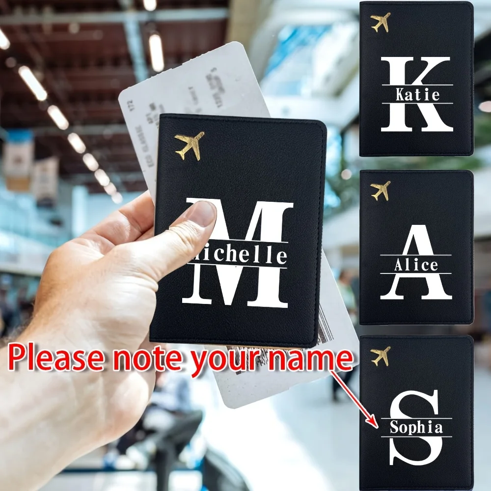 

Customizable Fashion Black Letter Custom Passport Cover, Personalized DIY Name Travel Passport Holder
