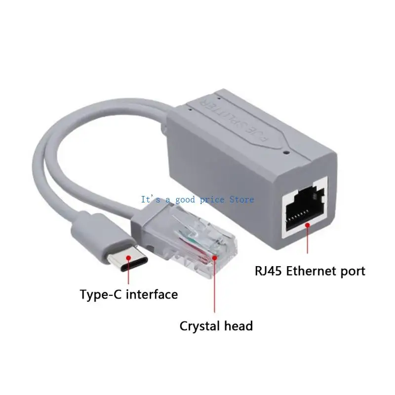 Type C PoE Splitter with RJ45 Port Type C Port 48V To 5V2.4A Power 10/100Mbps For NonPoE Devices IEEE802.3af Compliant