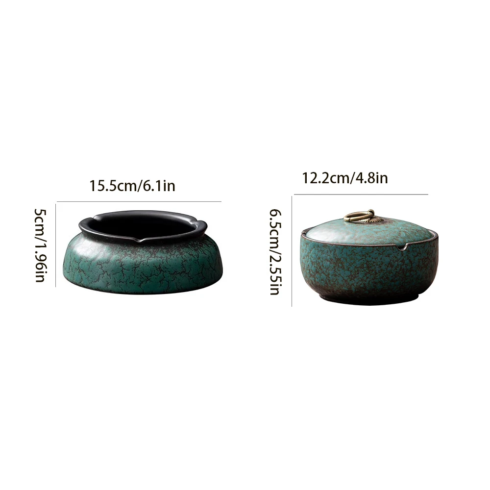 Ashtray Retro Kiln Transformation Household Ceramic Windproof and Fly Ash Prevention Large Creative Ashtray Decoration