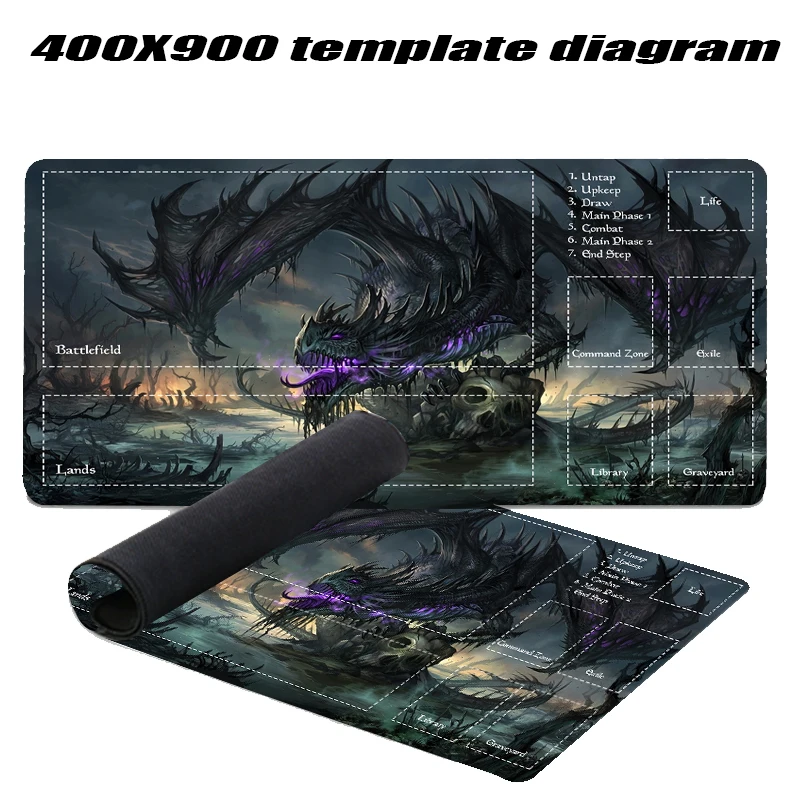 Wave MTG-Gaming-Matte, Drache 350 x 600 x 2 mm, Mauspad MTG MTG DTCG CCG RPG, Sammelkarte, Gaming-Teppich aus weichem Gummi, Kampfspiele – Detail 2