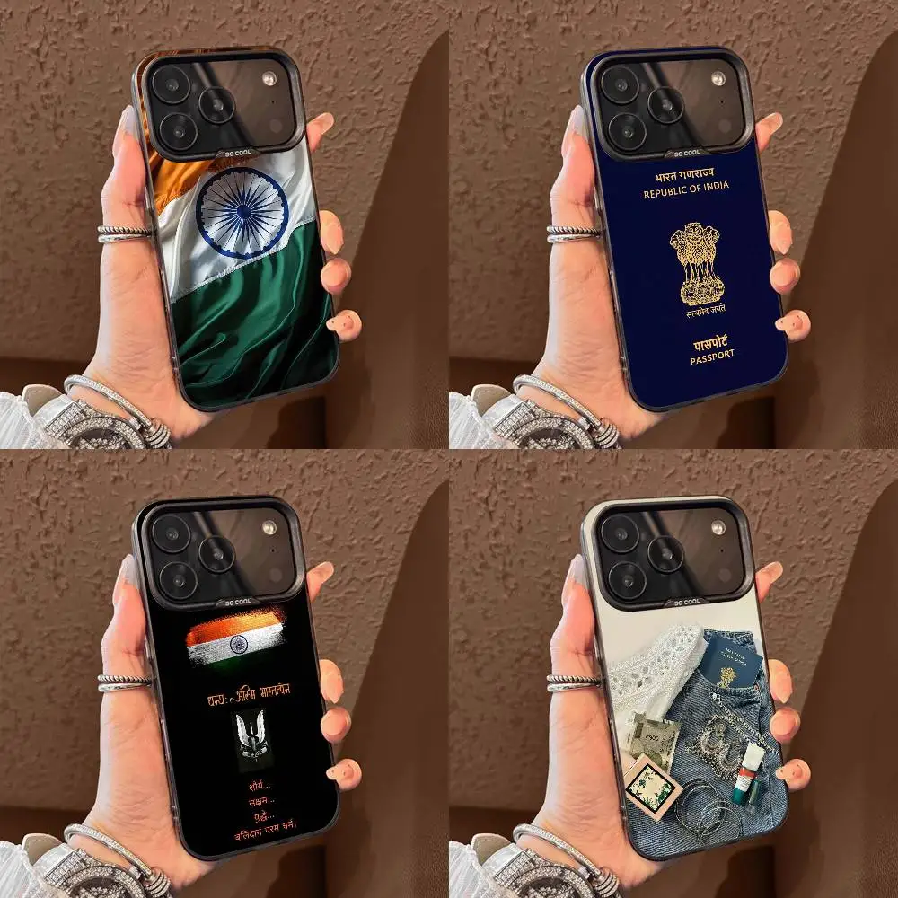 

Indian India Passport Flag Phone Case For iPhone 17,16,15,14,13,12,11,Pro,Max,Plus,E,Air,Mini Black Tpu Cover