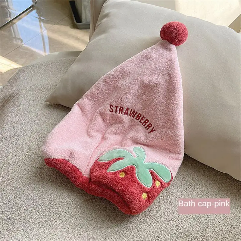 Towel Wiping Hair Womens Quick-drying Embroidered Strong Water Absorbing Wiping Towel Tool Bath Hair Washing Strawberry