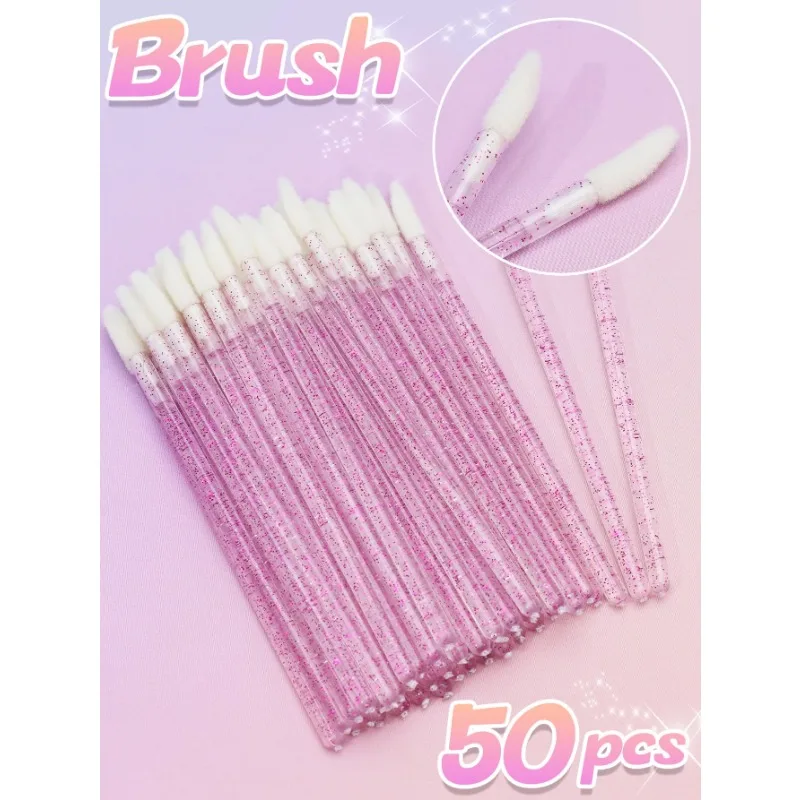 50 stücke Lippen Pinsel Make-Up Mascara Zauberstab Kristall Lippenstift Micro Pinsel Applikatoren Reiniger Lippenstift Zauberstäbe Lash Werkzeuge