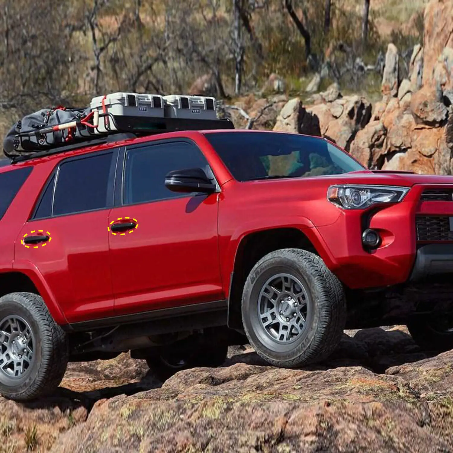 

For Toyota 4Runner 2010-2024 ABS Matte Black Side Door Handle Cover Sticker Trim Car-Styling Exterior Parts Accessories