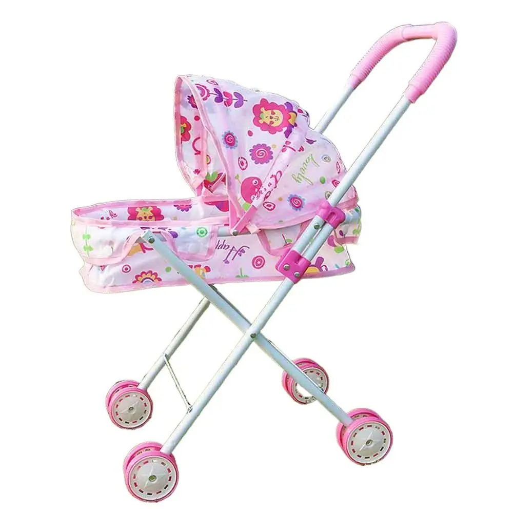 Colorful Iron Dolls Pram Foldable Large Capacity Baby Stroller Stable Lightweight Doll Handcart for Boys Girls