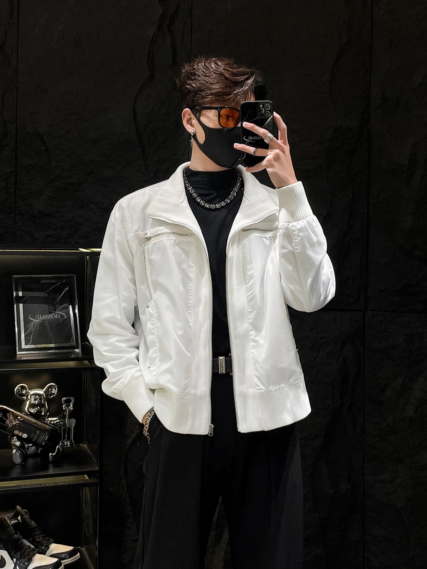 

HOMME новая белая ор повседневная мужская куртка с воротником-стойкой, универсальная верхняя одежда, молодежная мода, весна-осень