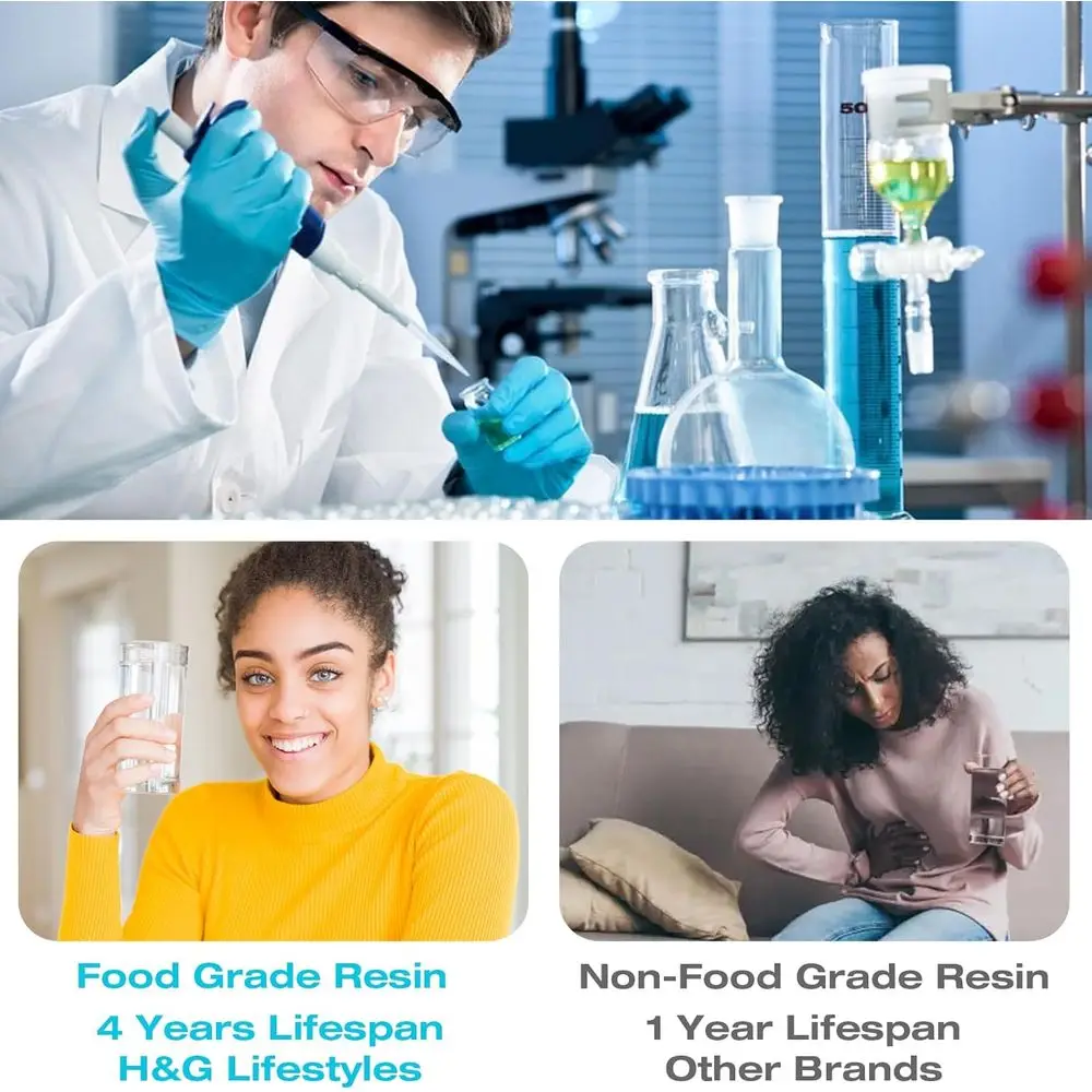 Ammorbidente portatile H&G Lifestyles per camper con tubo dell'acqua, raccordi in ottone da 3/4" per uso alimentare 5A 2600 galloni ammorbidisce l'acqua dura