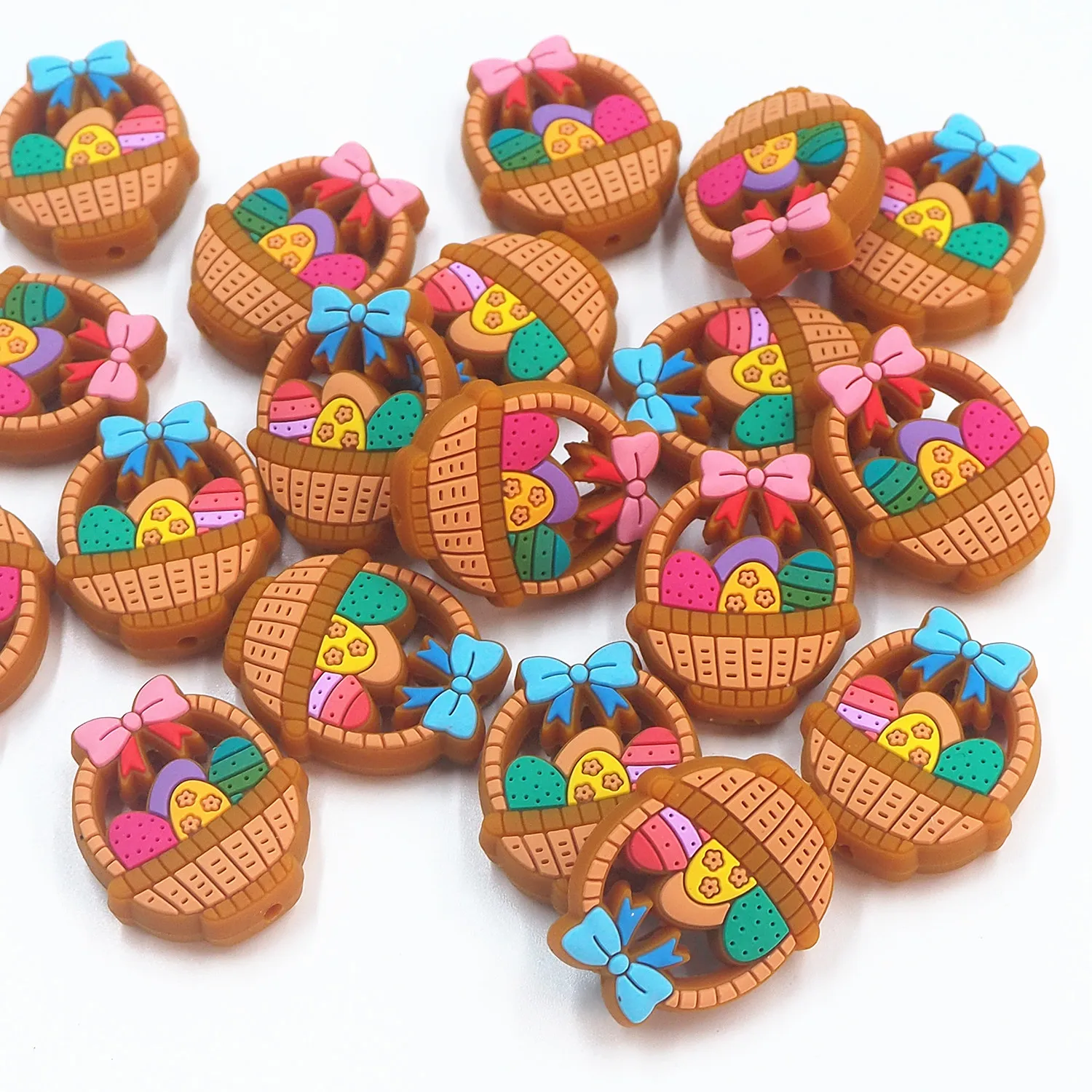 Chenkai 10PCS Basket Focal Beads Easter Silicone Charms For Pen Making Character Beads For Beadable Pen DIY Baby Pacifier Chains