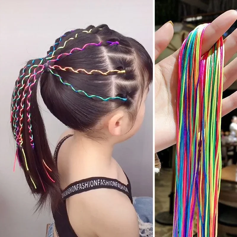 90cm Colorful 4-12Pcs Braided Rope Strands Dirty Braid Hair Accessories Hip Hop Girl DIY Ponytail Hair Accessories