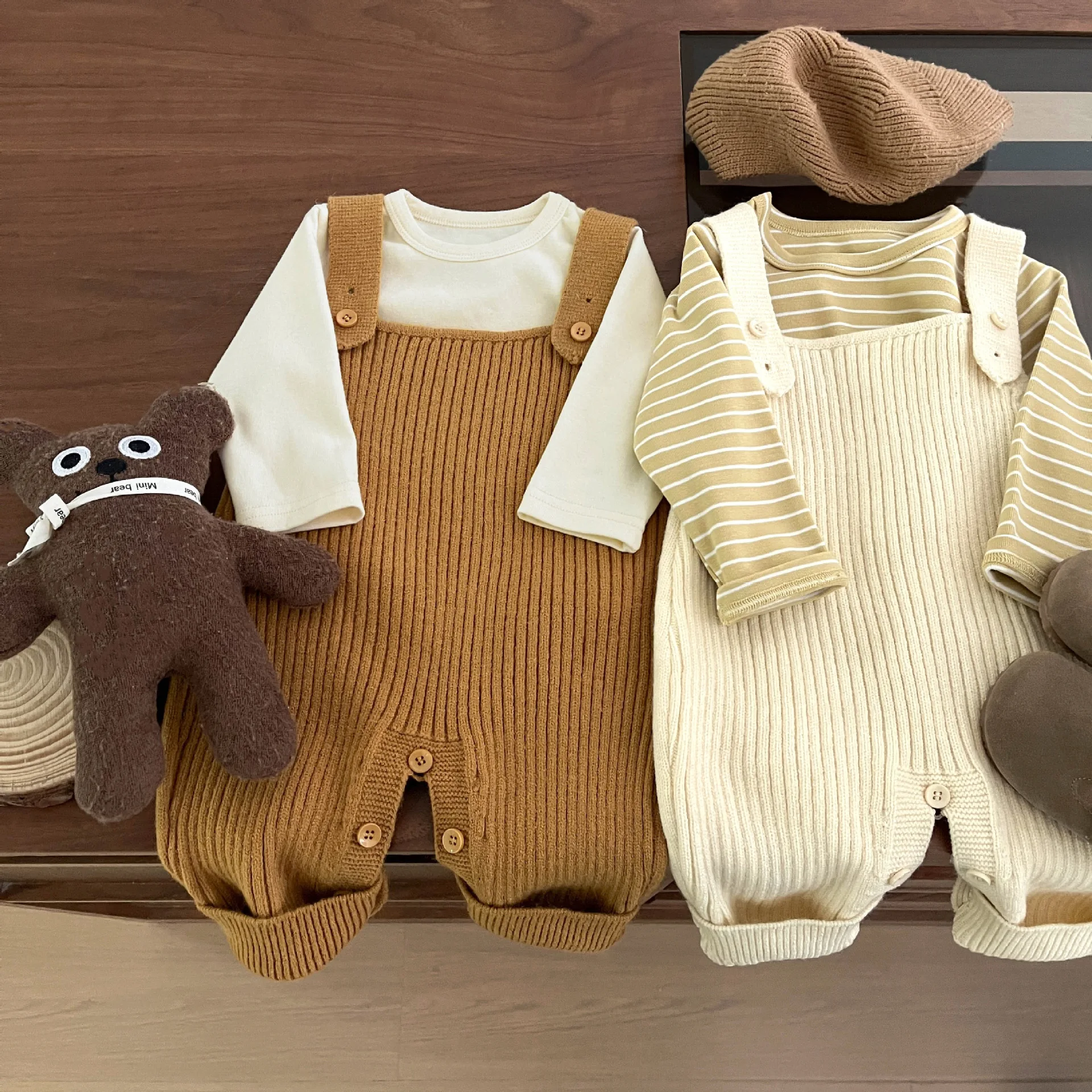 Baby autumn and winter clothes new boys' knitted overalls autumn stylish girls' casual jumpsuit versatile