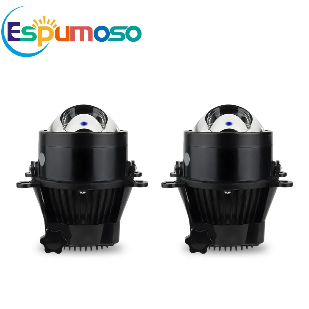 2PCS Headlight Bi-led Fog Lights Led Projector Laser Lens Fog Lamp 3 Inch Super Bright Bi Lens Led Headlight Bulb Universal
