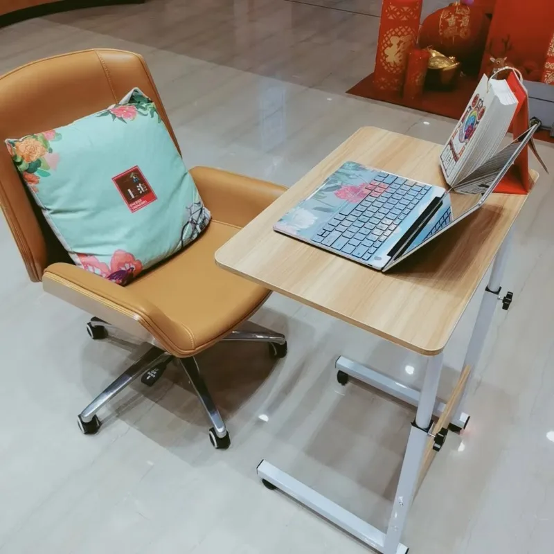 طاولة طعام للكمبيوتر المحمول قابلة للتعديل بارتفاع قابل للتعديل بجانب السرير مع عجلات #3