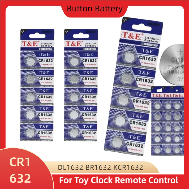 

Wholesale 5-100PCS CR1632 Battery CR 1632 Lithium Battery DL1632 BR1632 KCR1632 For Car Remote Control Watch Button Coin Cells