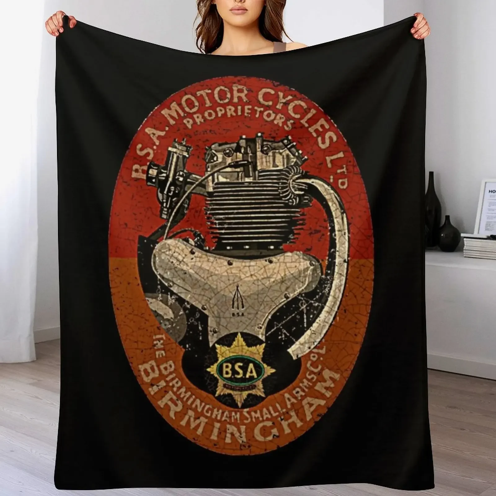 BSA Motorcycles UK Throw Blanket Soft Sherpa Fleece Warm Blanket for Winter