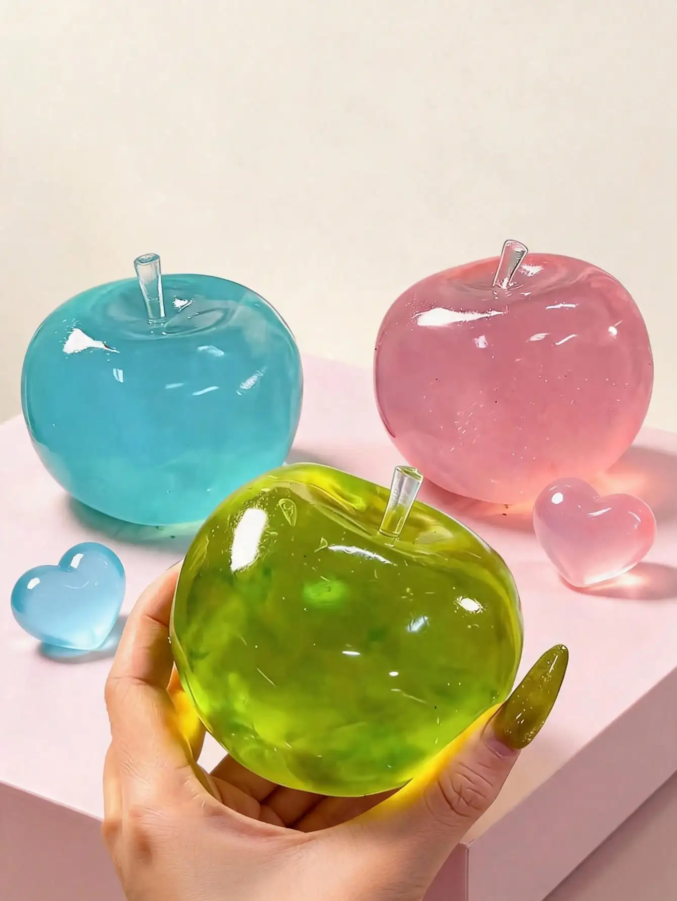 Creative Fun Green Tea, Blue Apple, Pink Apple, Red Apple Slow Rebound Malt Squeeze Toy, Super Soft Butter-Like Texture, Stress Relief Fidget Toy