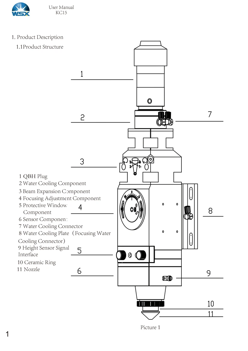TLF WSX KC15  Head WSX  Cutting Head 2KW Manual Focus Fiber  Cutting Head