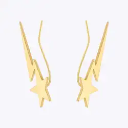 ENFASHION Aretes Thunder Star Ear Clip On Ears For Women Fashion Jewelry Stainless Steel Gold Color Earrings Christmas E221478
