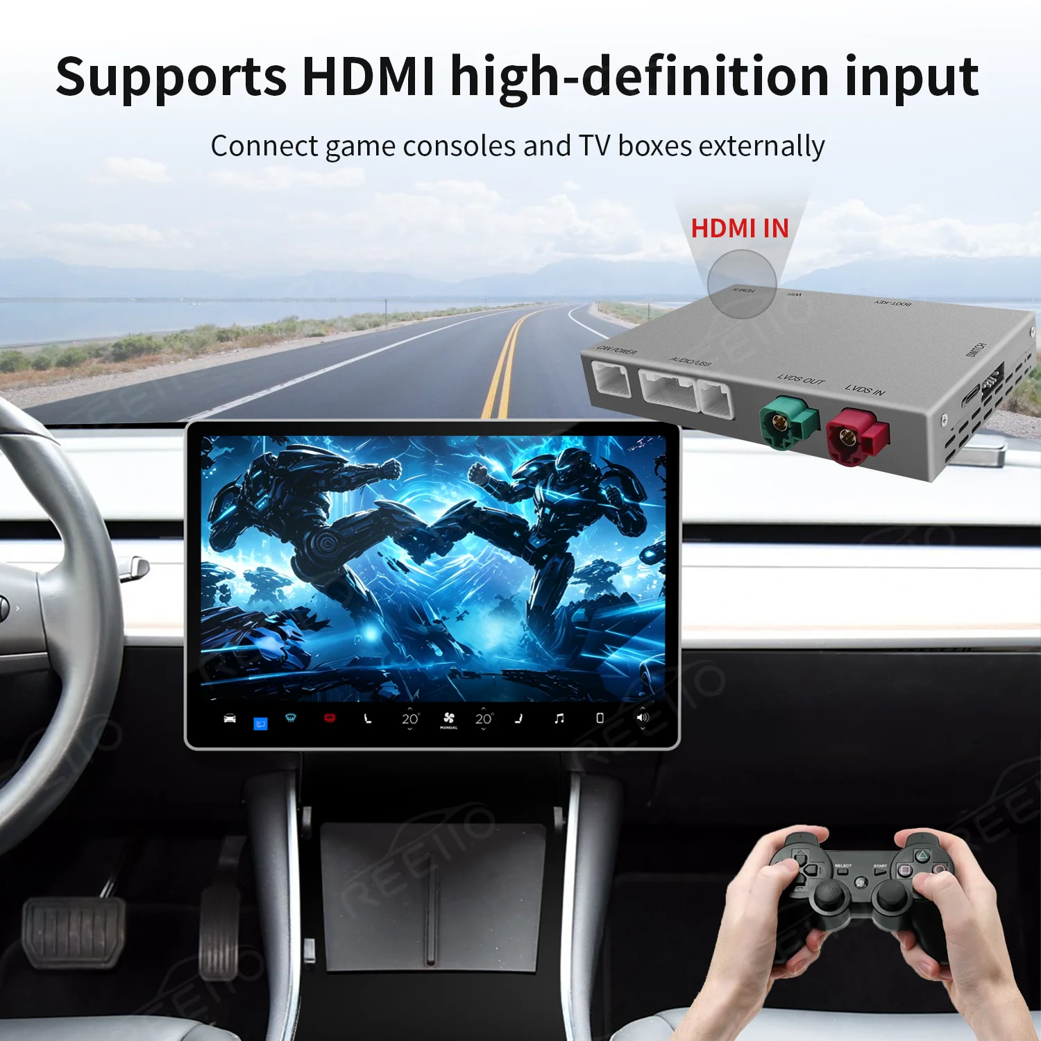 Wireless CarPlay Interface For Tesla Model 3 Model Y Android Auto Decoder Module GPS HDMI-compatible Input Rear Camera