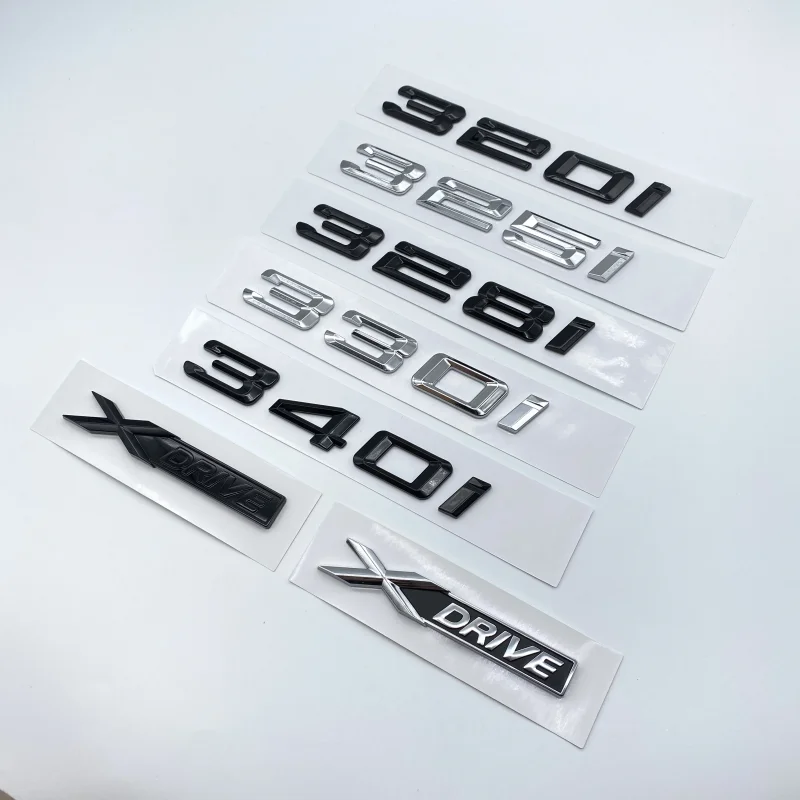 

Old Chrome Black Letters 316i 318i 320i 325i 328i 330i 340i 350i XDRIVE ABS Emblem for 3 Series E90 E46 F30 Car Trunk Sticker