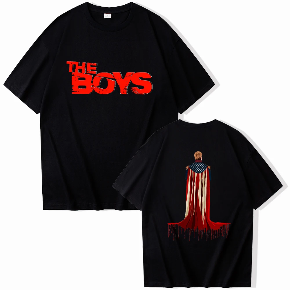 The Homelander The Boys Season 4 The Boyz Vintage T-shirt O-Neck Short Sleeve Shirts Fans Gift