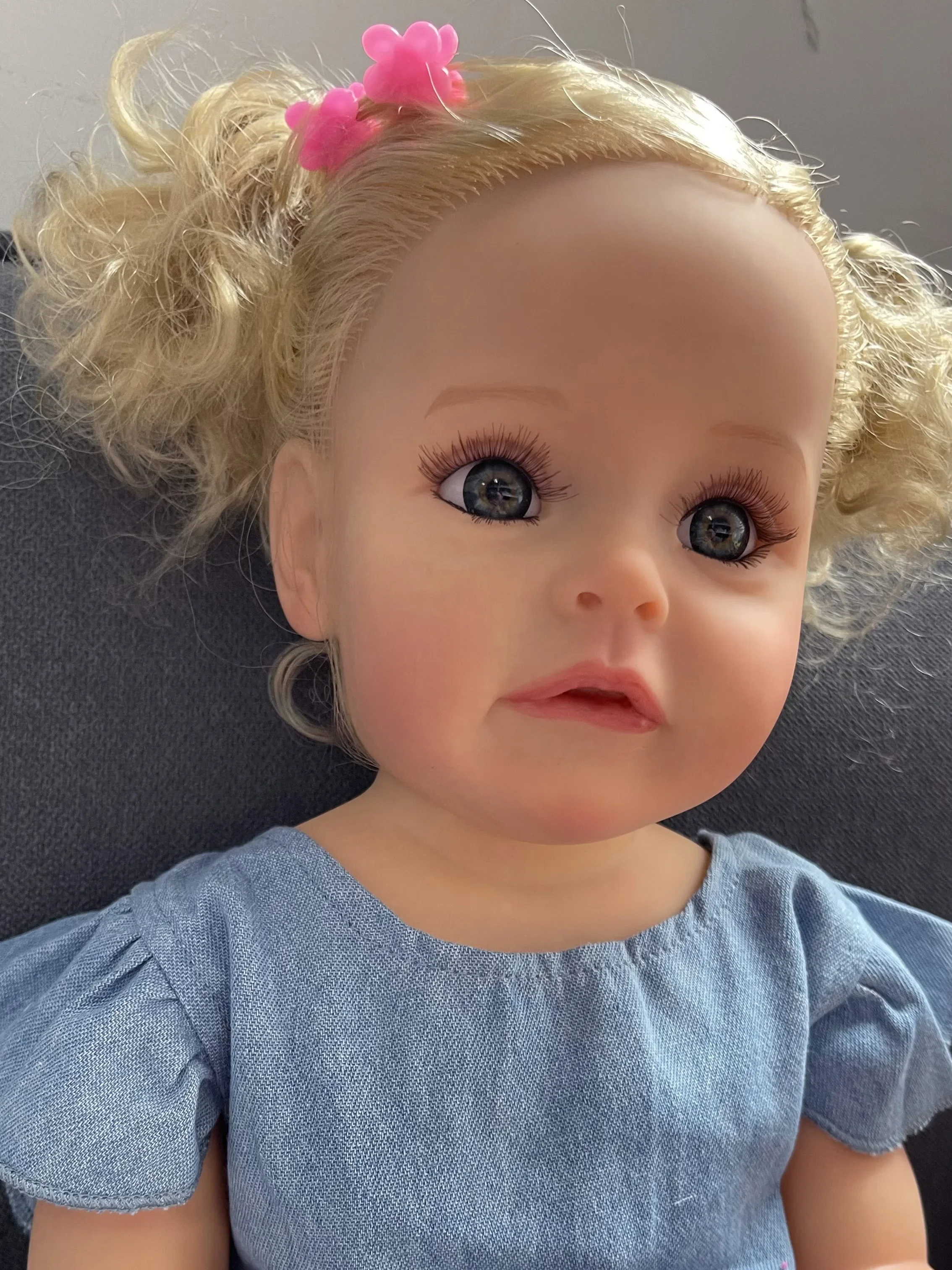 55CM SueSue Reborn Toddler Girl Doll Full Body Silicone Waterproof Bath Toy Hand-Detailed Paint with 3D Visible Veins