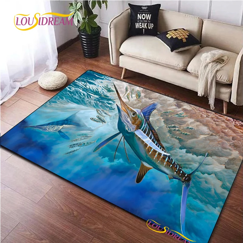 Fashion Fishing Enthusiast NonSlip Rug for Living Room,Bedroom,Playroom,Kitchen,Door,Prayer Floor Mat Decor Rug Gift Alfombra