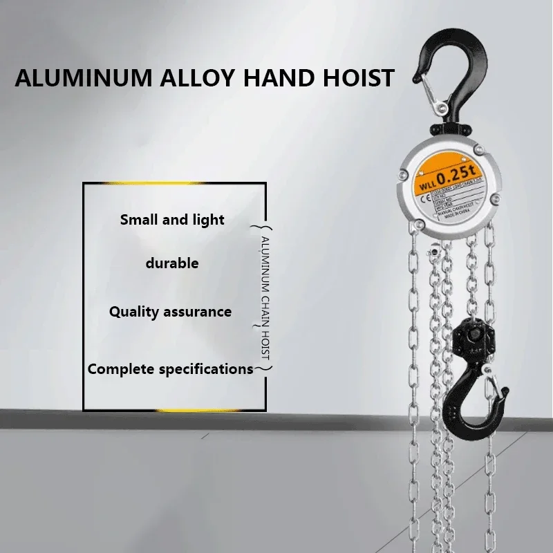 Portable Manual Lever Block Lift Aluminum Alloy Chain Hoist Mini Bracelet Hoist Hook Mount 0.25/0.5 Ton Capacity 3M Lift