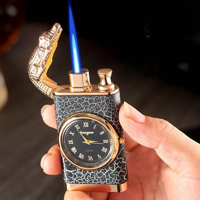 Double Fire Switching Lighter with A Dial, Integrated Metal, Inflatable, Windproof, Blue Flame, Cool, Trendy, New