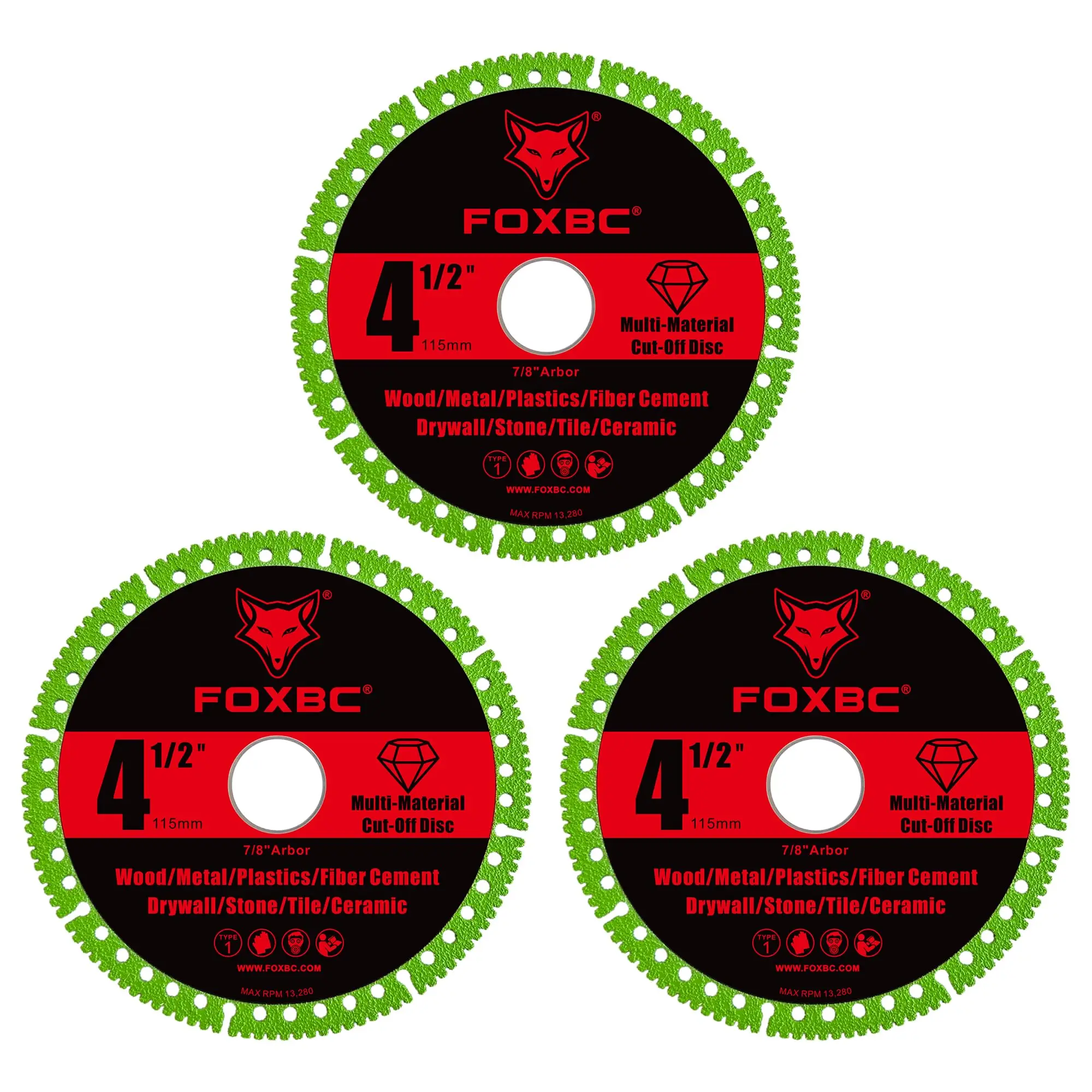 FOXBC 3PCS 115mm Disco diamantato indistruttibile per smerigliatrice angolare Lama da taglio multifunzionale per piastrelle in metallo, pietra, legno