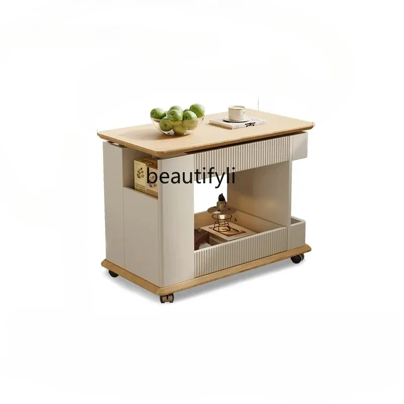 A4567 Movable folding sofa tea side table living room trolley lifting multi-functional household storage creative table